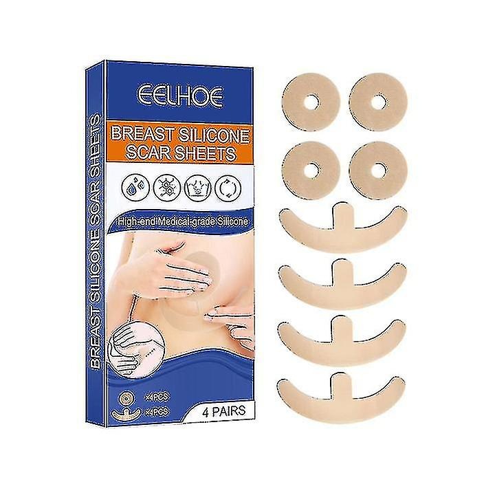 Plasturi pentru cicatrici, EELHOE, 8 bucati, 4 benzi moi pentru areola, reutilizabile, multicolor