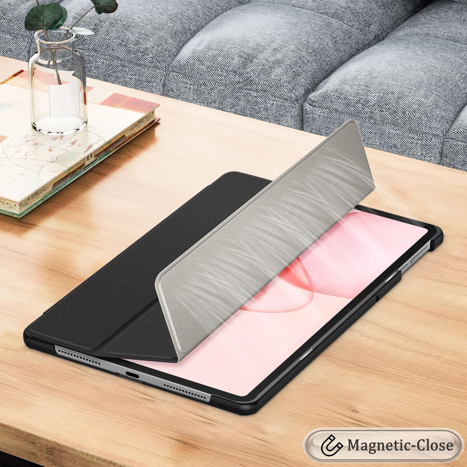 Husa pentru Honor Pad 10 12.1 inch tip stand functie sleep/wake-up si inchidere magnetica, protectie 360 - negru