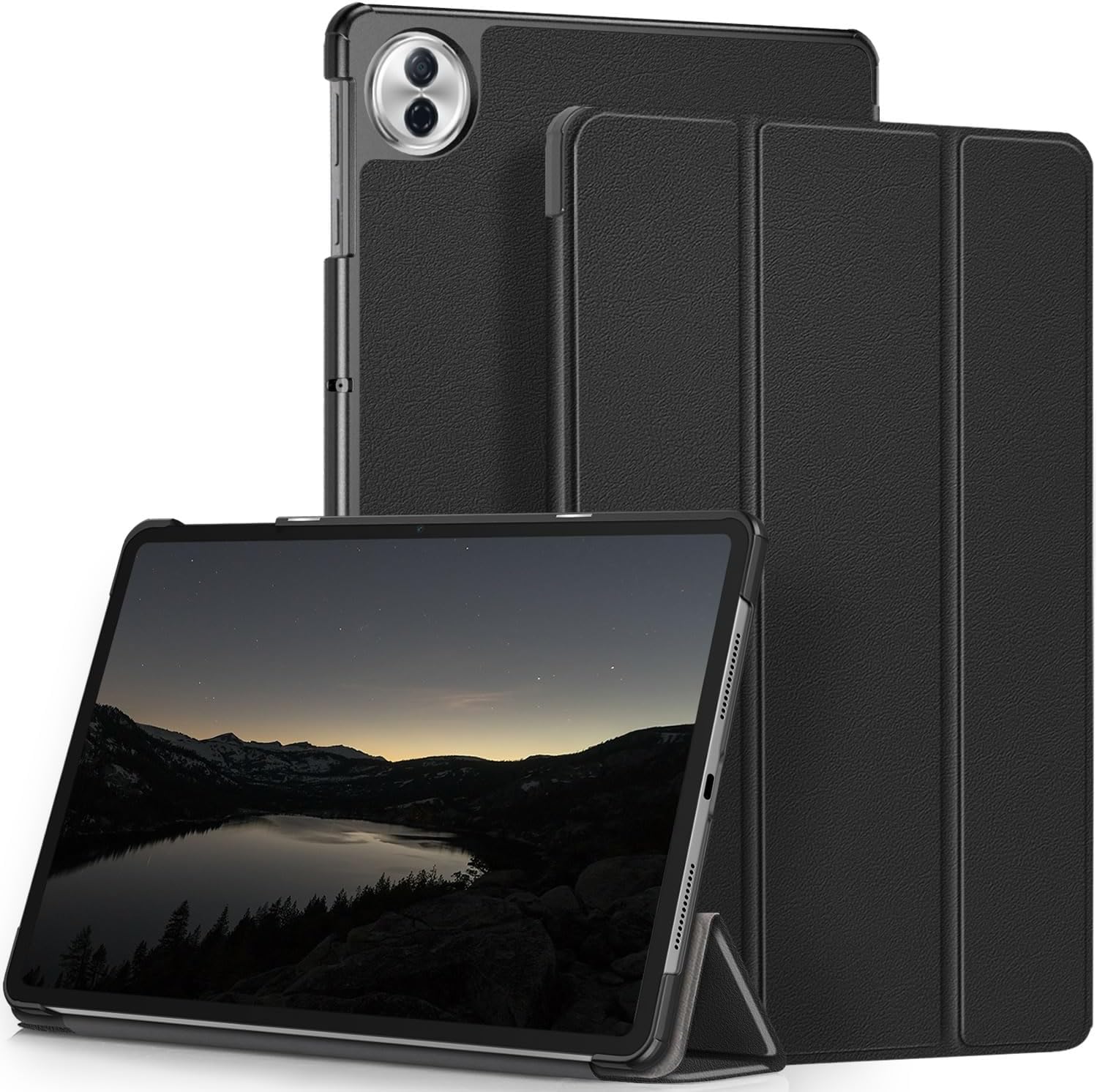 Husa pentru Honor Pad 10 12.1 inch tip stand functie sleep/wake-up si inchidere magnetica, protectie 360 - negru