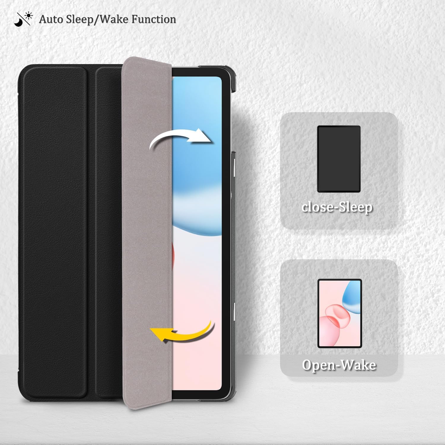 Husa pentru Honor Pad 10 12.1 inch tip stand functie sleep/wake-up si inchidere magnetica, protectie 360 - negru