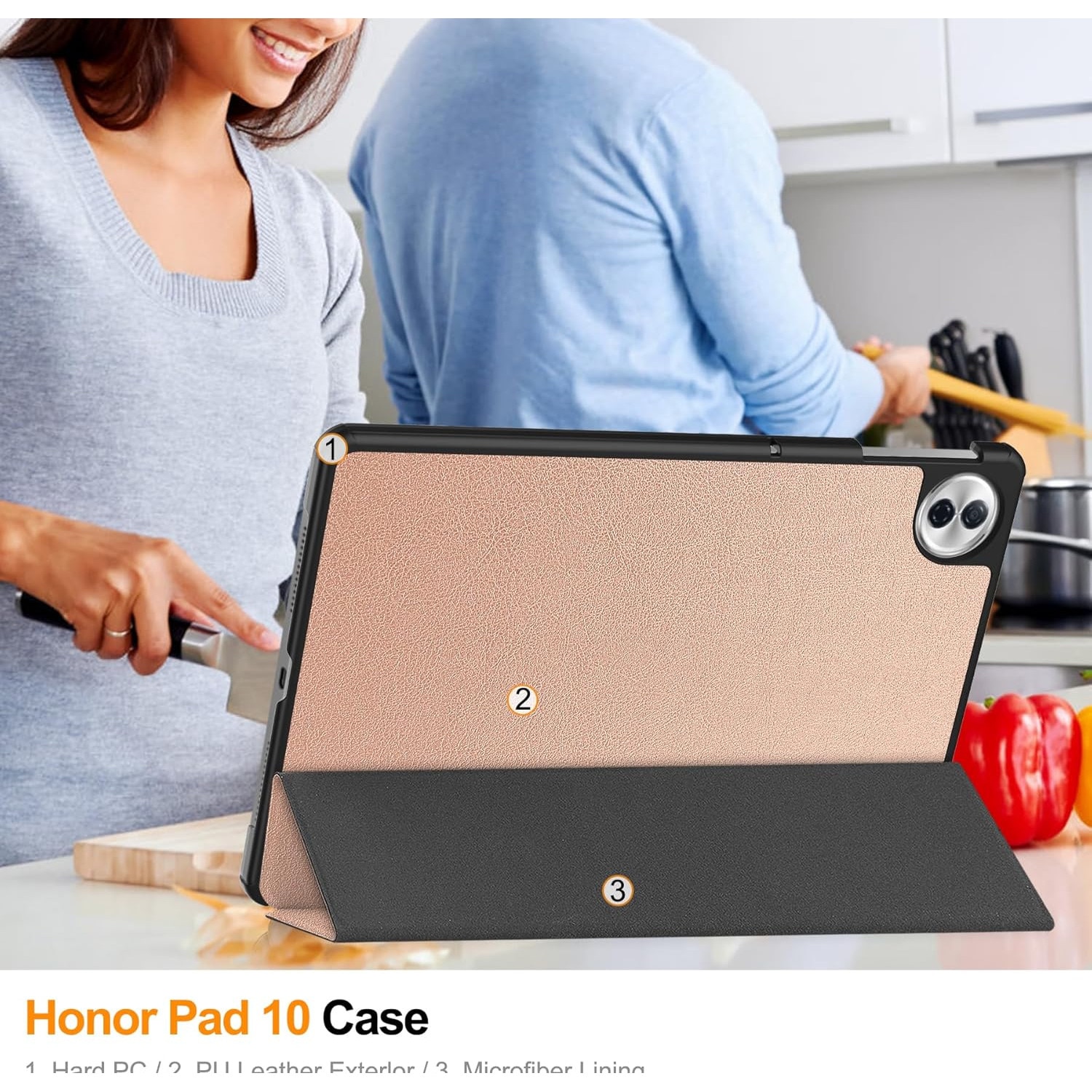 Husa pentru Honor Pad 10 12.1 inch tip stand functie sleep/wake-up si inchidere magnetica, protectie 360 - roz