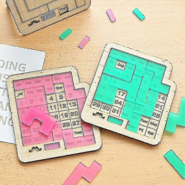 Puzzle Naptár, készlet, fa, műanyag, többszínű, változó méret