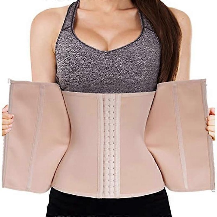 Centura de slabit, model cu fermoar si carlig, control al abdomenului, culoare kaki, marime XL