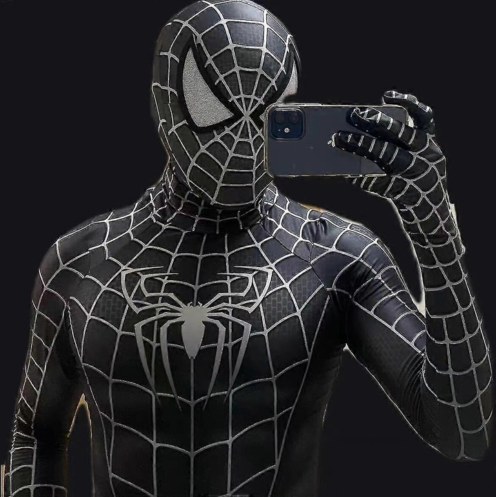 Costum de carnaval pentru barbati, Spiderman, negru, marime S