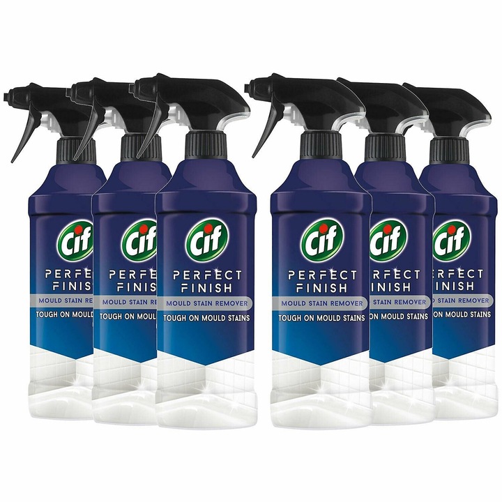 Set 6 Spray-uri de curatare mucegai, Cif, Perfect Finish, 6 x 435ml, Pentru bai si suprafete exterioare
