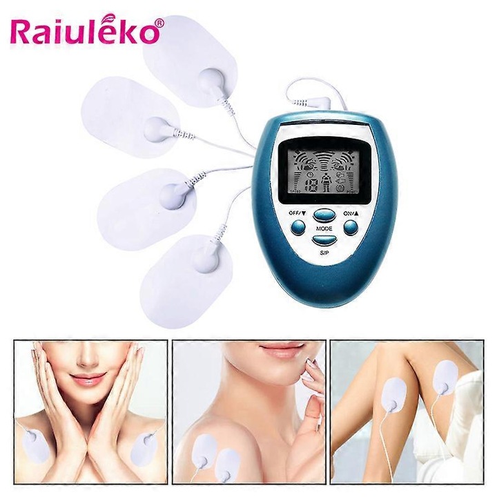 Aparat de masaj pentru corp, Raiuleko, masaj electric, 8 moduri, 220V, cu electrozi