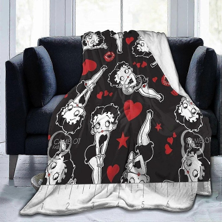 Patura Betty Boop din fleece, moale si usoara, 100x125cm, multicolor