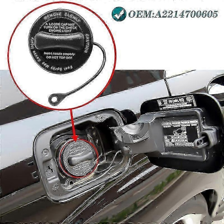 Üzemanyagtartály sapka Mercedes-Benz C180 C200 C220 C230 C250 C280 C300 C350 C63 AMG-hez, 2214700605, 2214700705