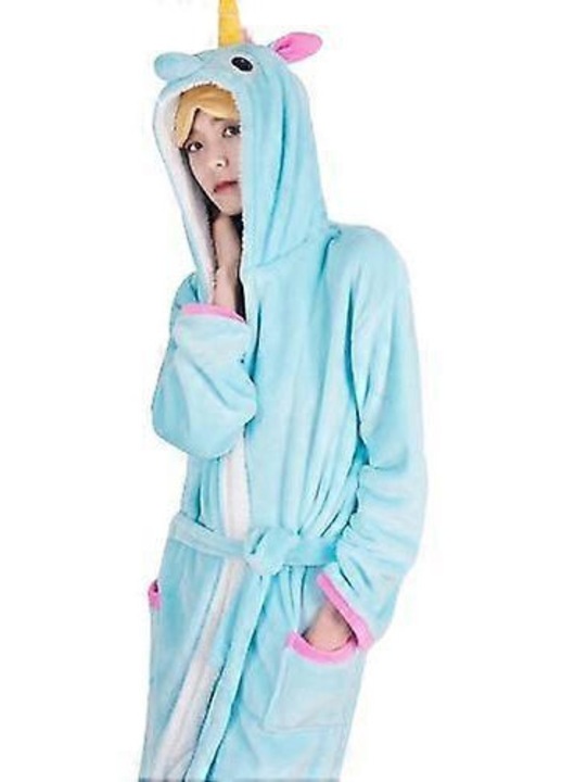 Halat de baie dama, flanel, albastru, Kangaroo Home Clothes, iarna