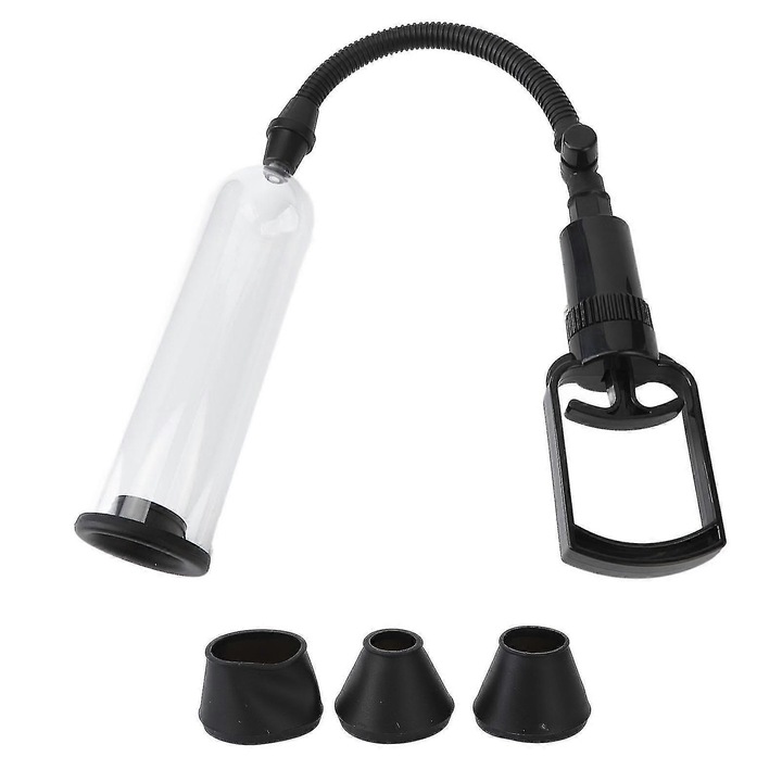 Вакуумна помпа за мъже, комплект с маншет, въздушна тръба и силиконови пръстени, прозрачна