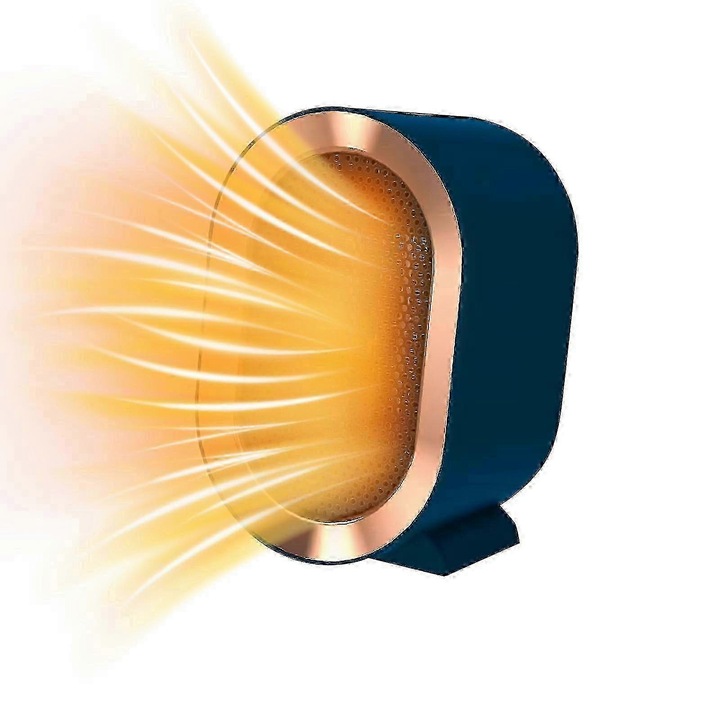 Hősugárzó, 3 beállítás, ventilátor funkció, fejlett biztonsági funkciók, kék, kompakt méretek