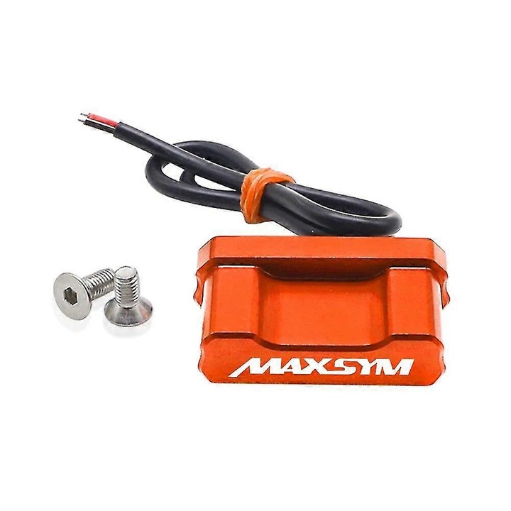 Suport numar de inmatriculare motocicleta, rosu-portocalie, cu LED, set ajustabil