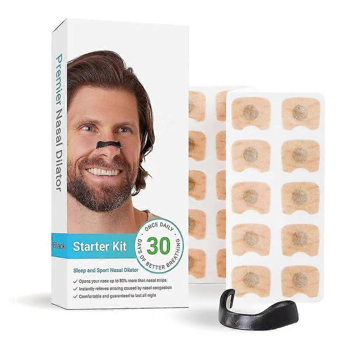 Kit 30 Benzi Anti-Sforait, Imbunatatire Somn, Negru