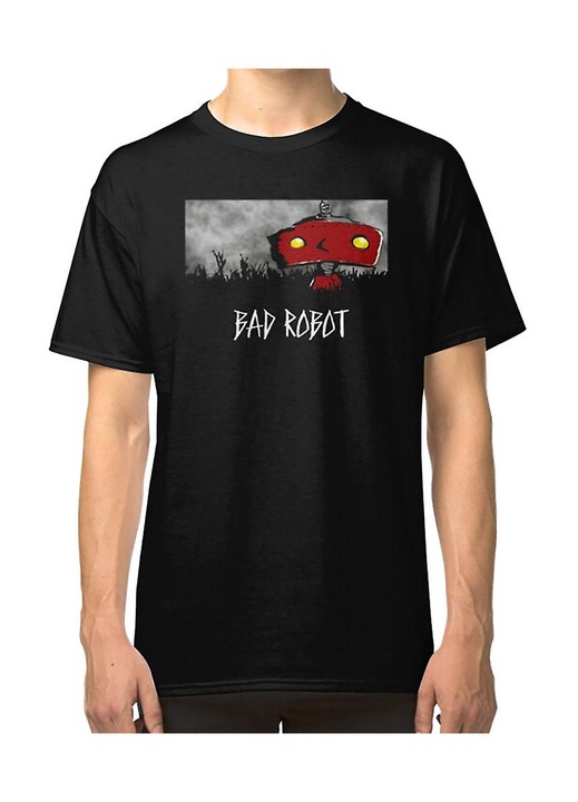 Férfi póló, fekete, pamut, mintás