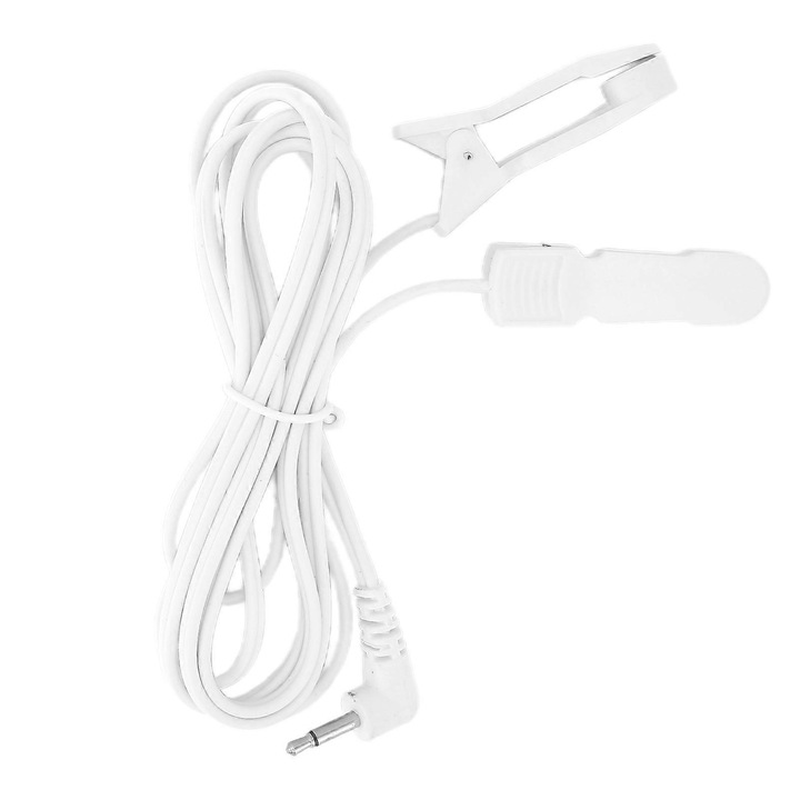 Electrod cu clema pentru aparat de masaj digital Tens, 2.5mm, portabil, alb
