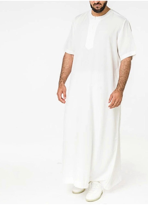 Halat barbatesc, maneca scurta, bumbac, alb, lejer, XL INTL