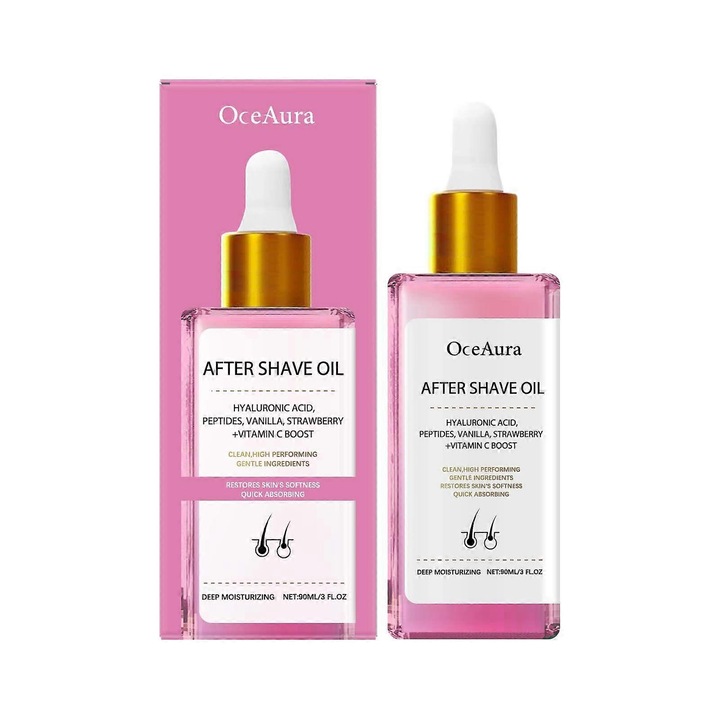 Borotválkozás utáni olaj OceAura, 3 darab, mélyhidratálás, szőrtüszőgyulladás megelőzése, eper illat, 90ml
