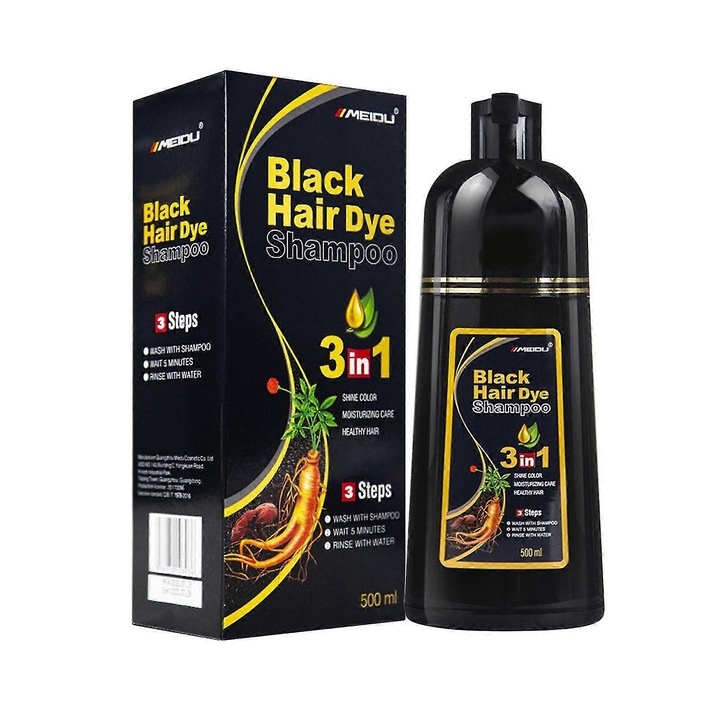 Sampon de par colorant herbal, 500ml, negru, 23cm