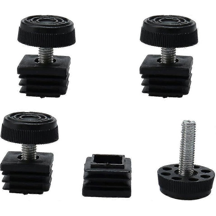 Picioare reglabile pentru mobilier, set de 4, 25x25mm, protectie pentru podea, ajustabil 0.39"-1.33"