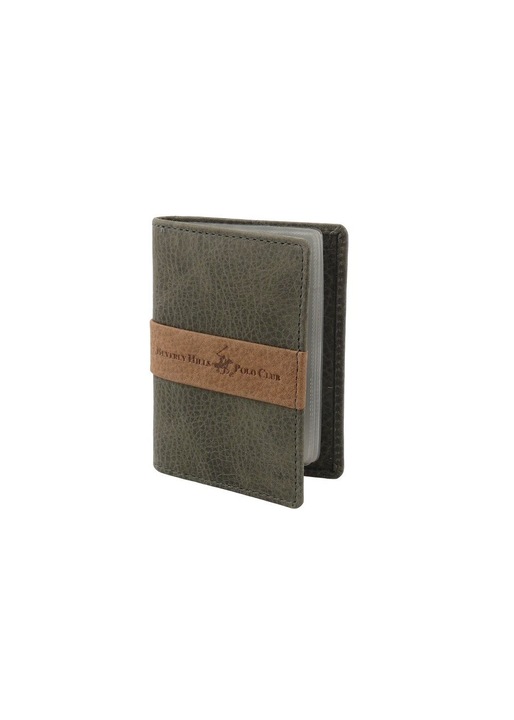 Portofel pentru carduri, BHPC, colectia TEXAS BHPC, piele naturala, 6 compartimente, maro, 7.5x10.2x1cm