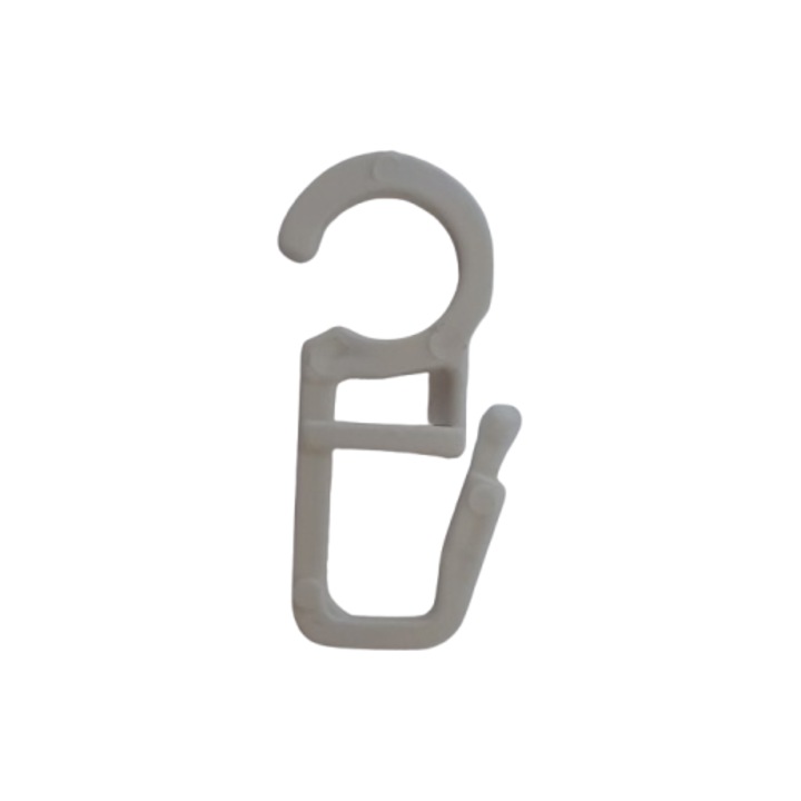 Set 50 carlige pentru perdea, Plastic, alb, 9 mm