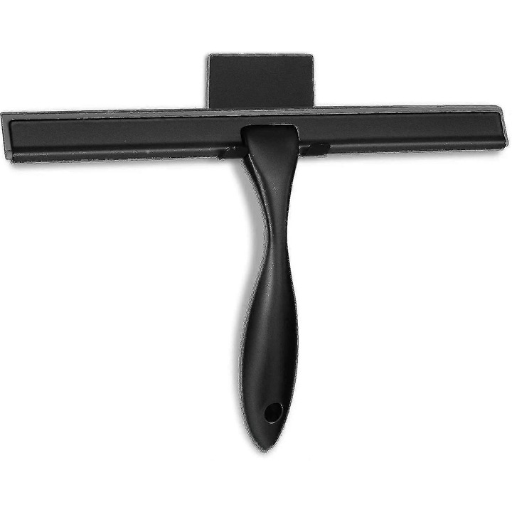 Stergator geam universal, 14 inch, negru, din otel inoxidabil, set cu carlige adezive