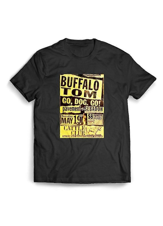 Férfi póló, pamut, digitális nyomat, fekete/sárga