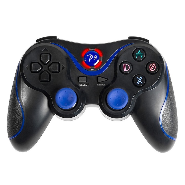 Геймпад Tracer PS3 Blue Fox, Bluetooth, 15 бутона, Черен-Син