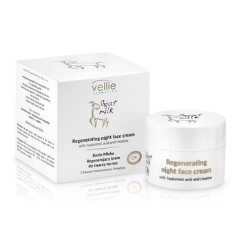 Crema de fata Regeneranta Vellie Goat Milk pentru noapte cu Acid Hialuronic, 50ml Crema de fata Regeneranta Vellie Goat Milk pentru noapte cu Acid Hialuronic, 50ml