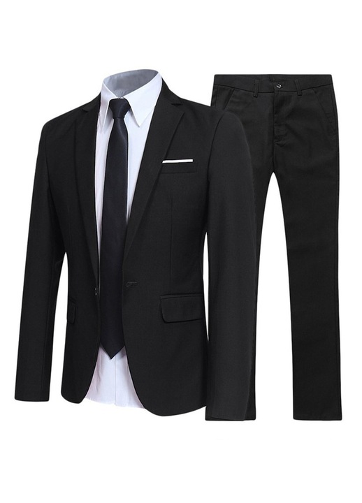 Costum barbatesc, formal, 2 piese, bumbac, gri, Negru