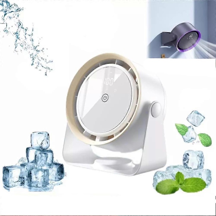 Fali ventilátor, Coldeez Cooling Ace, lapát nélküli technológia, szürke, 3600mAh