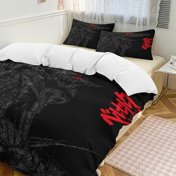 Set lenjerie de pat, Negru, 135 x 200 cm, 3 buc