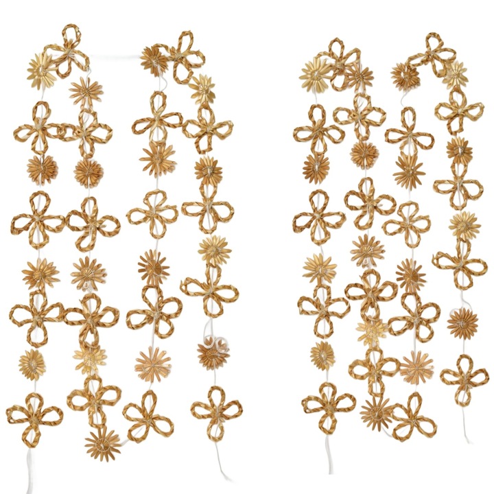 Lant de paie cu soare, Dommio, set de 2 bucati, 140 cm, bej natural