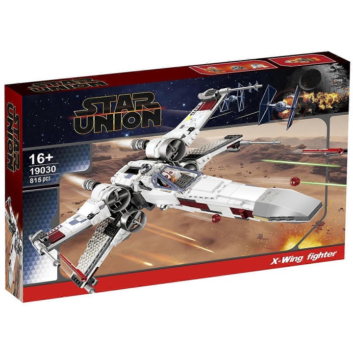 Set de constructie X-wing Fighter, Luke Skywalker, Leia, Dodonna, R2-D2, 31x28x8cm