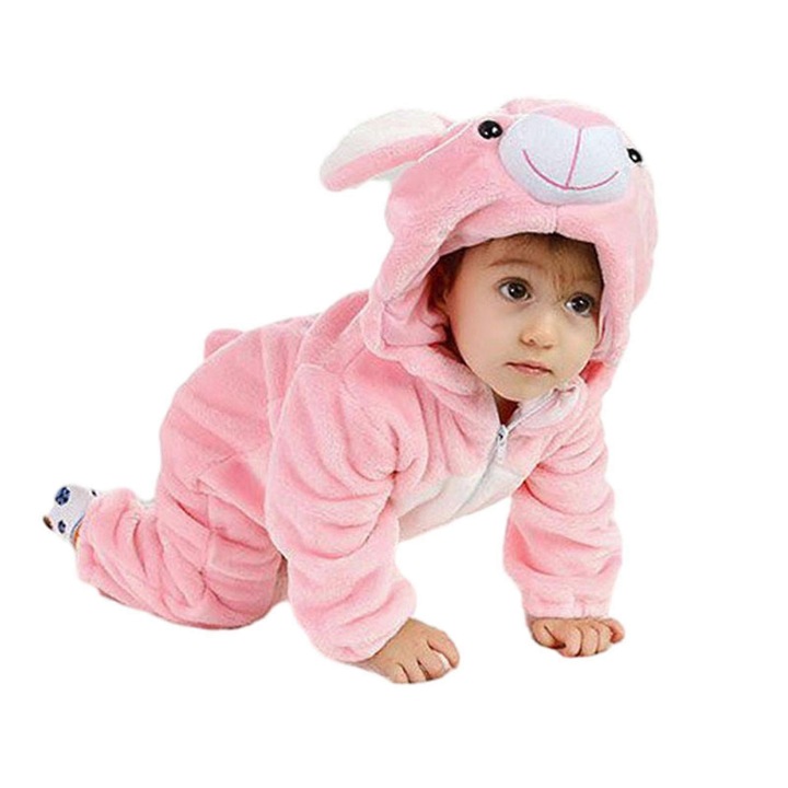 Pijama copii, model iepuras, Roz, 90 CM