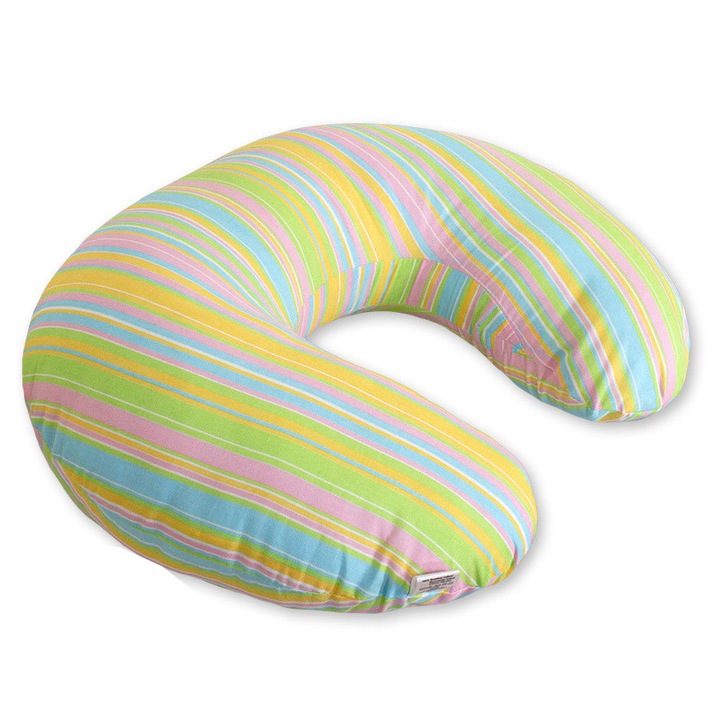 Възглавница за кърмене Bobono, модел "фасулче", 60x47 см, сертифициран памук, многоцветна