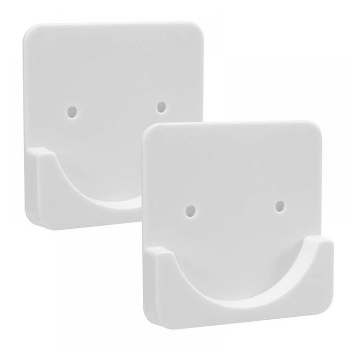 Suporturi pentru perdea de dus, set 2 bucati, alb, 8x8cm