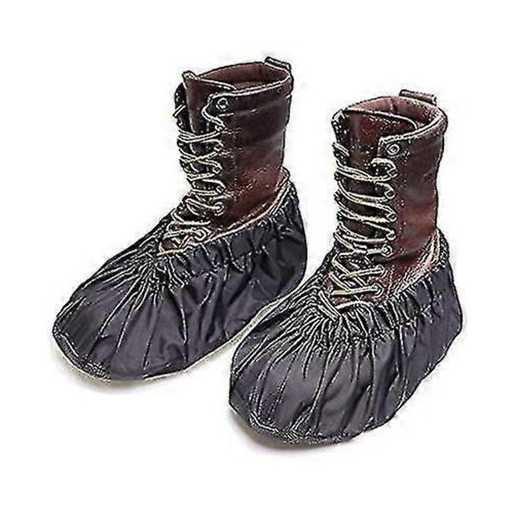 Huse pentru bocanci impermeabile, negre, antiderapante, set de 2 bucati