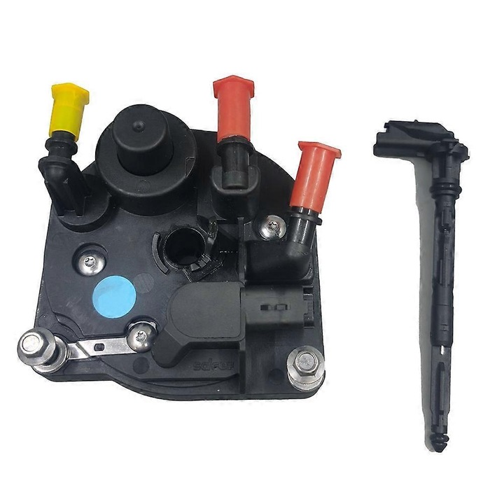 Üzemanyagszűrő sapka középső csővel, 9809757980, Berlingo, C3, C4, C5, 207, 208, 3008, 2008-2015, fekete, műanyag