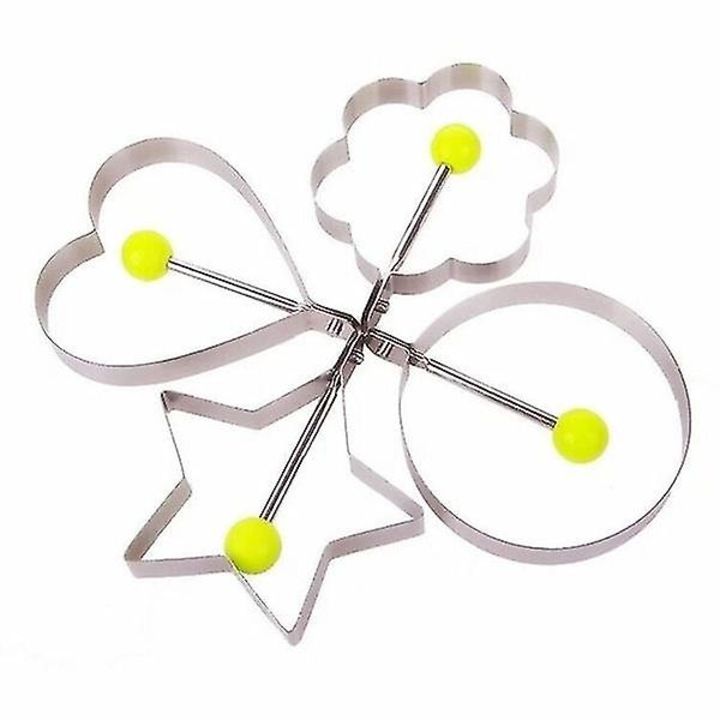 Set 4 Forme pentru clatite din otel inoxidabil, inima, stea, cerc, floare, Argintiu