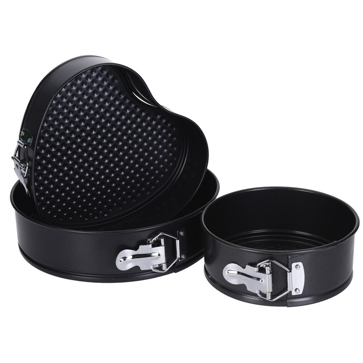 Set 3 tavi patiserie, otel carbon, antiaderente, 24x24x7 cm