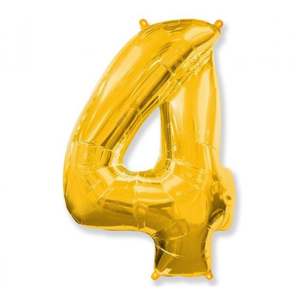 Balon Folie Figurina, Cifra 4, Auriu