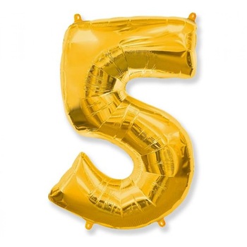 Balon Folie Figurina, Cifra 5, Auriu Balon Folie Figurina, Cifra 5, Auriu