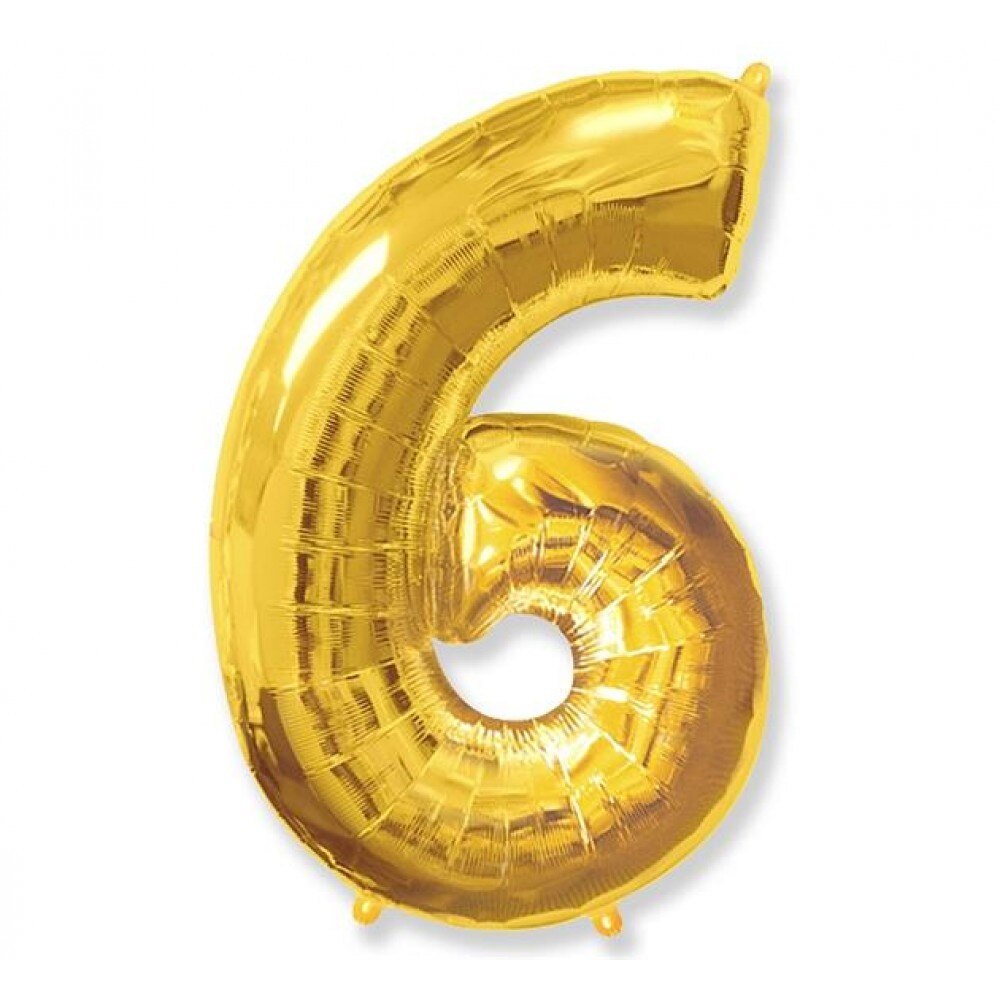 Balon Folie Figurina, Cifra 6, Auriu