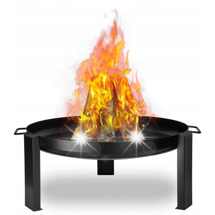 Gratar din fonta si otel, 80 cm, cu 3 picioare, negru