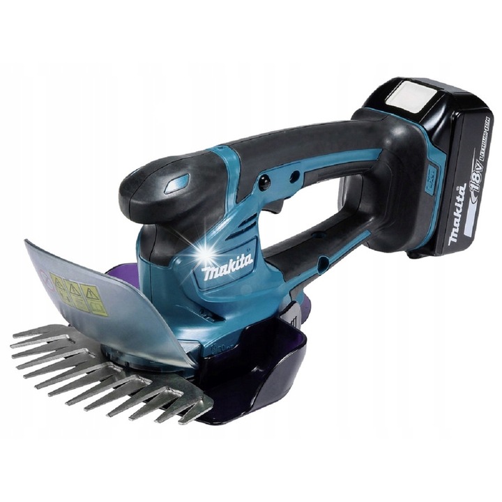 Тример електрически Makita, акумулатор 18V, дължина на острието 200 мм, цвят черно-син, комплект с батерия и зарядно устройство