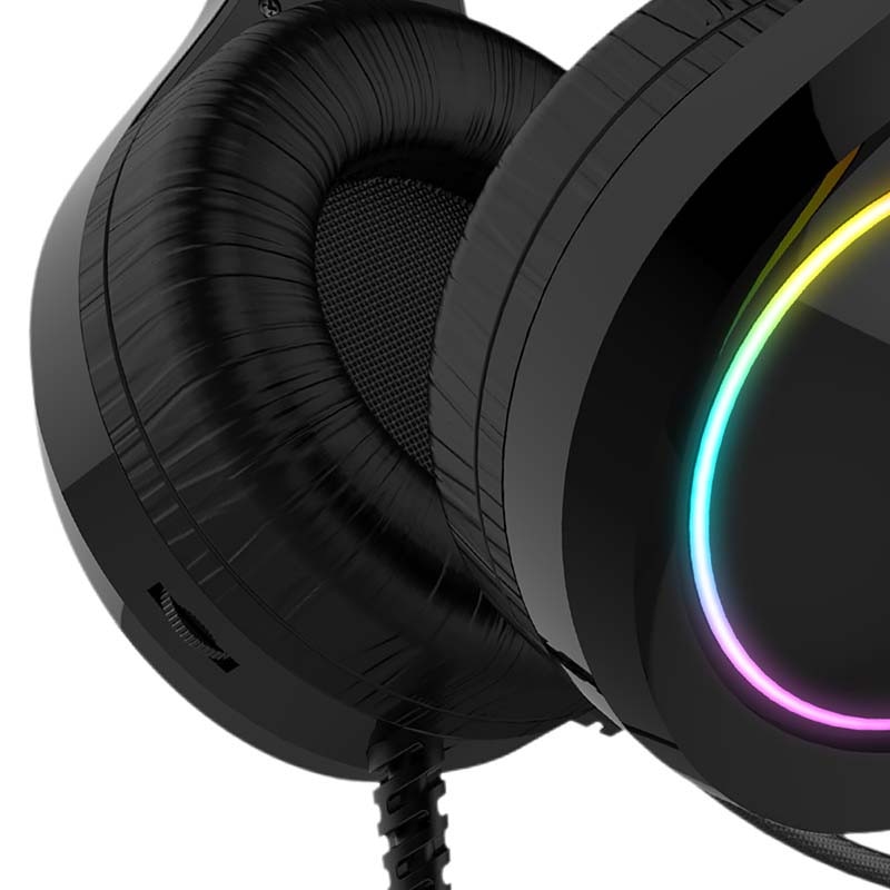 Casti cu fir, Havit, 50mm, microfon flexibil, iluminare RGB, negru, 2.2m
