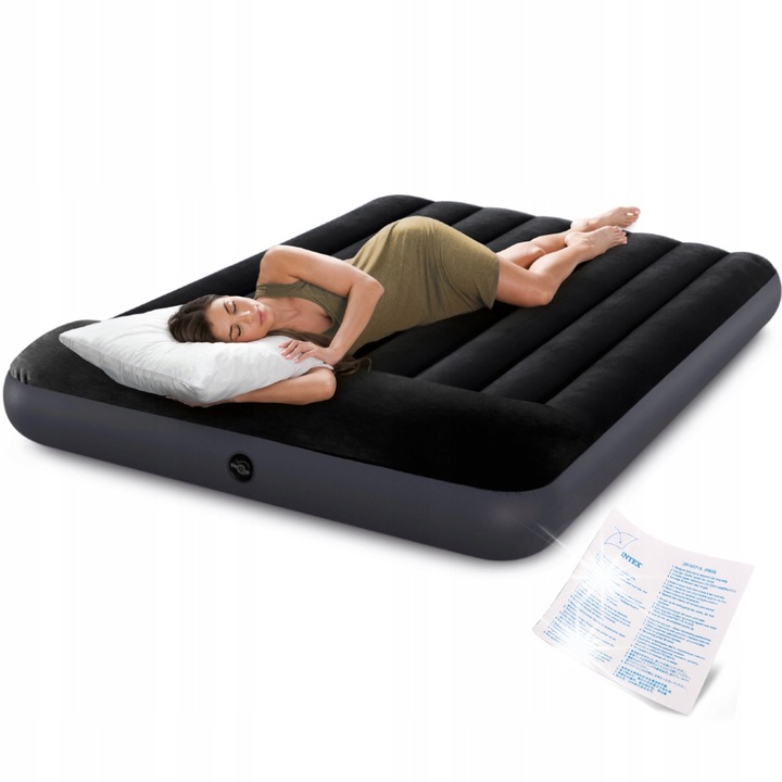 Къмпинг матрак Intex Dura-Beam 137x191см, гранат, за 2 души, с вградена възглавница