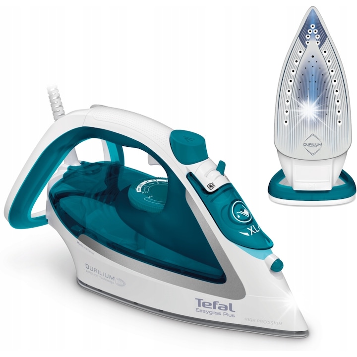 Fier de calcat Tefal Easygliss Plus 2, 2500 W, abur continuu 45 g/min, albastru, 270 ml