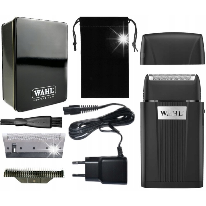 Aparat de ras electric Wahl 8164, set cu statie de incarcare, hipoalergenic, negru, 115x65x30mm